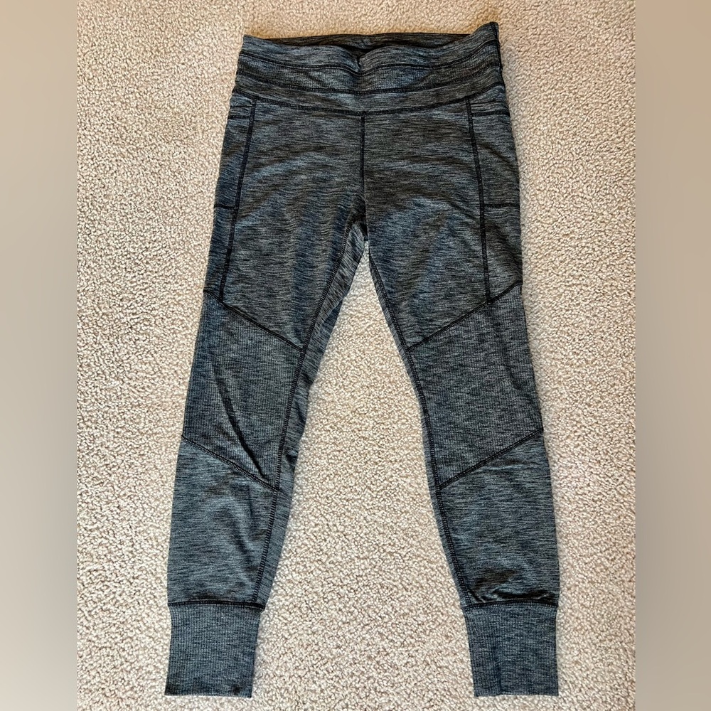 Athleta Contrast Stitch Tights/Leggings w Ribbed Inset Panels